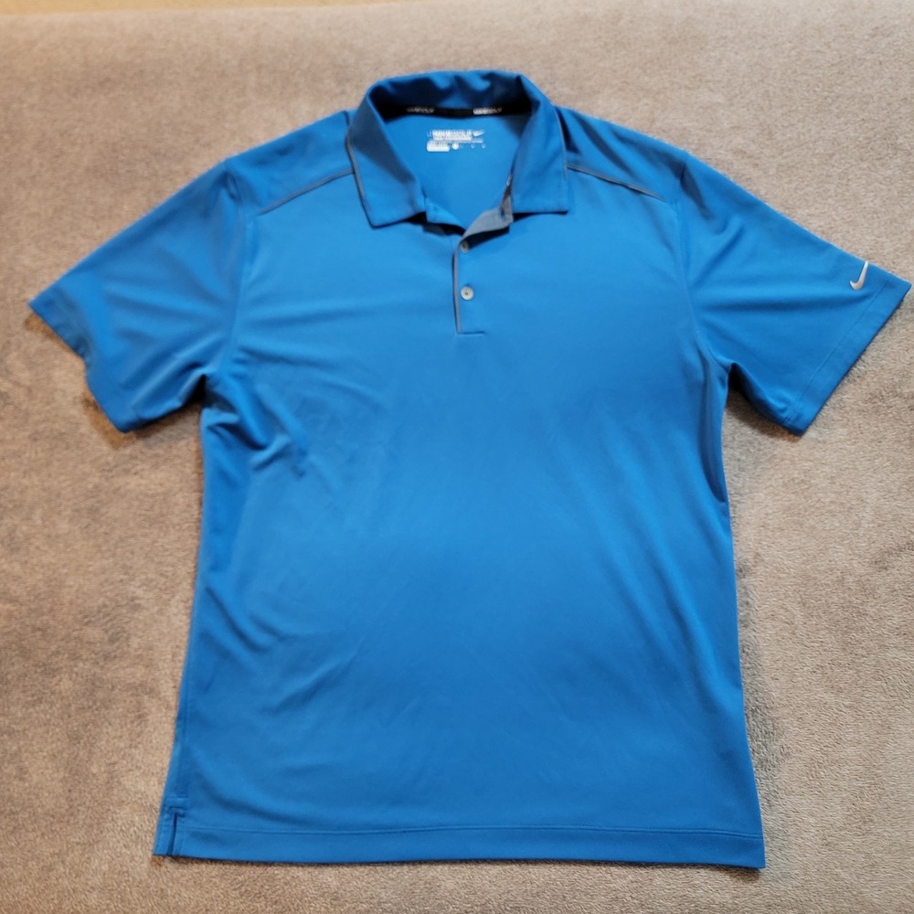 Nike Golf Polo Shirt Mens Large Blue Dri-Fit Tour Performance Athletic‎